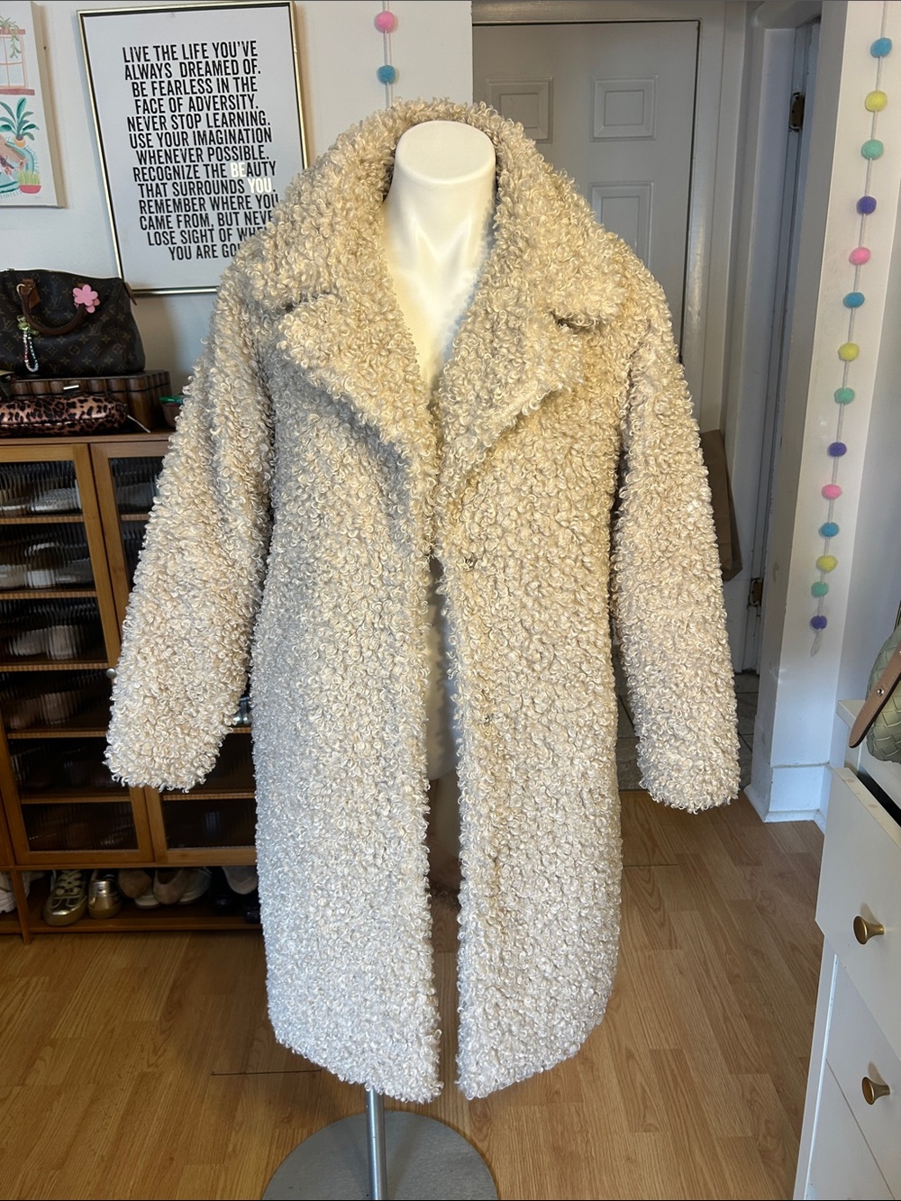 Primark Cream Faux Shearling Teddy Coat
